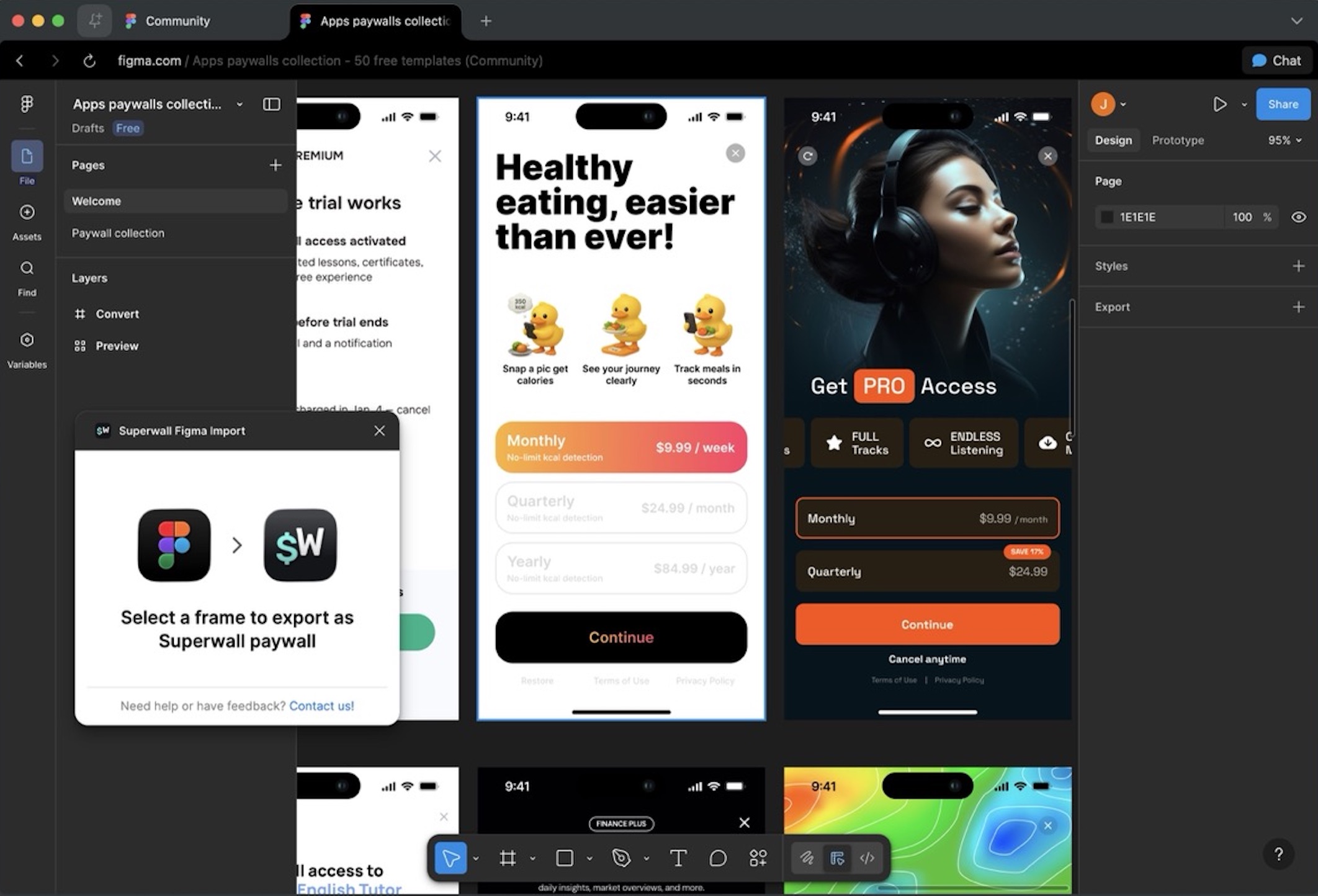 Select a frame in Figma to export as a Superwall
paywall